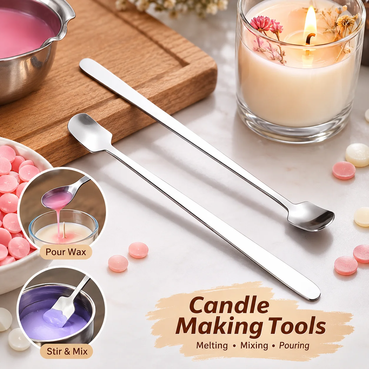Candle Making Diy Kit - 1/2PCS 스테인레스 스틸 캔들 만들기 스푼