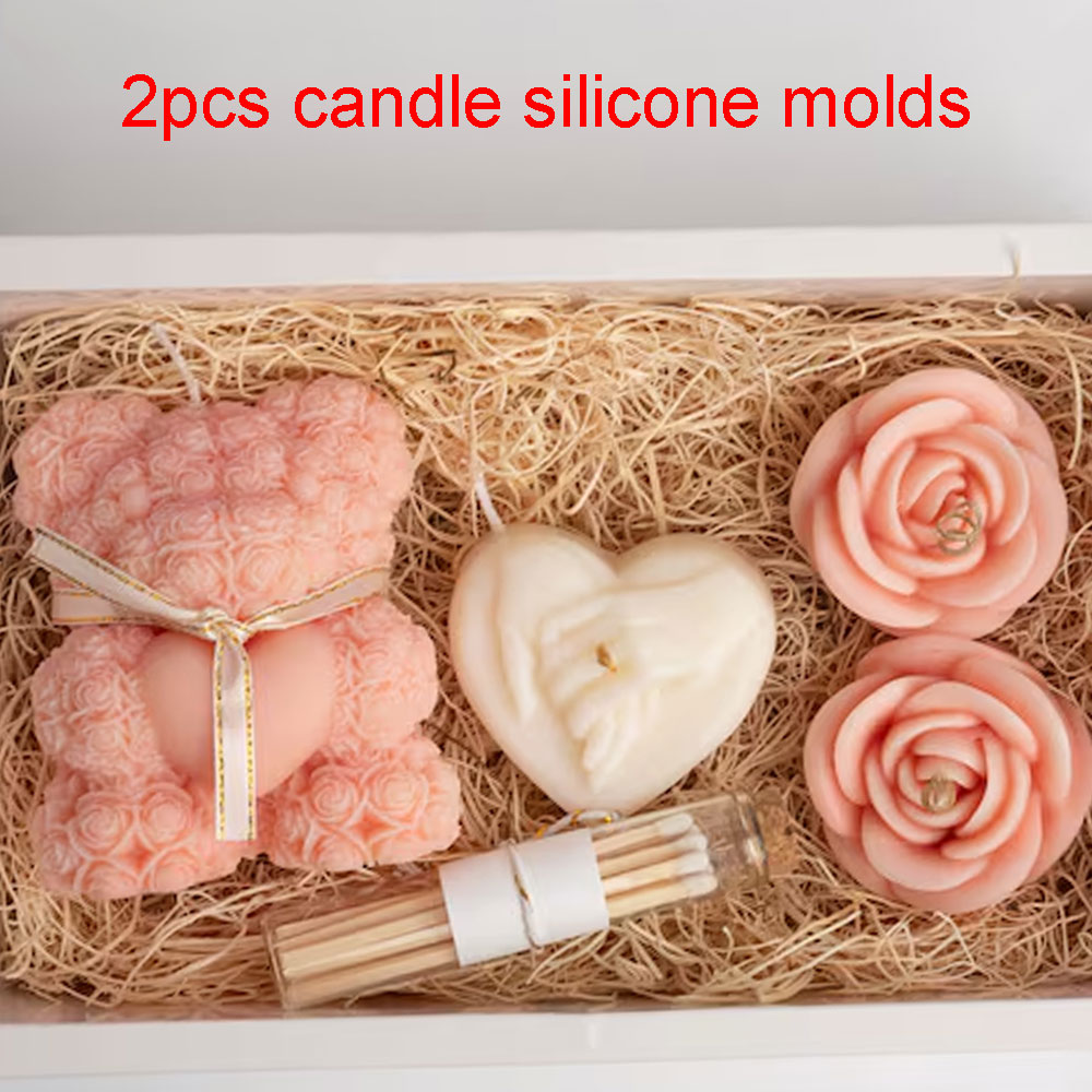 Candle Making Diy Kit - 테디 베어 열 로즈 실리콘 양초