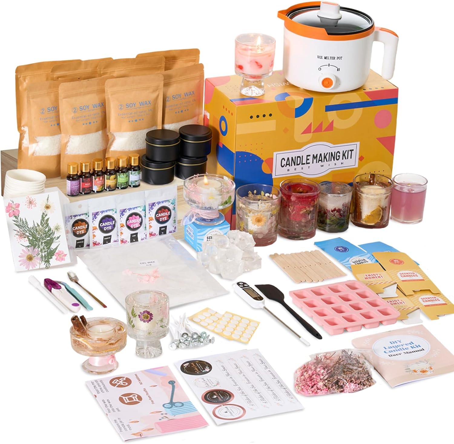 2-in-1 소이 & 젤리 왁스 DIY 초보자 및 성인 - Candle Making Diy Kit 리뷰 및 가격