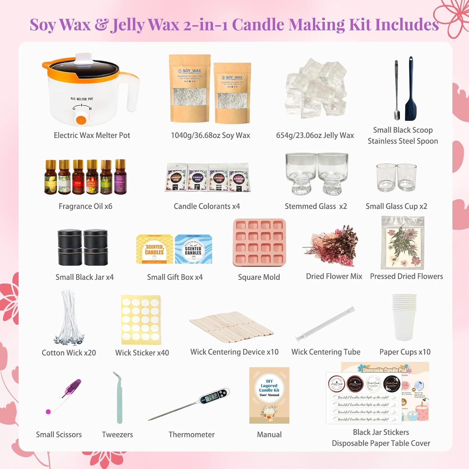 2-in-1 소이 & 젤리 왁스 DIY 초보자 및 성인 - Candle Making Diy Kit 리뷰 및 가격